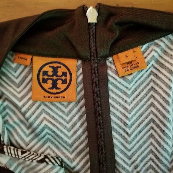 Tory Burch Brown Chevron Midi  Sleeveless 100% Silk Dress Sz Small - Picture 10 of 14